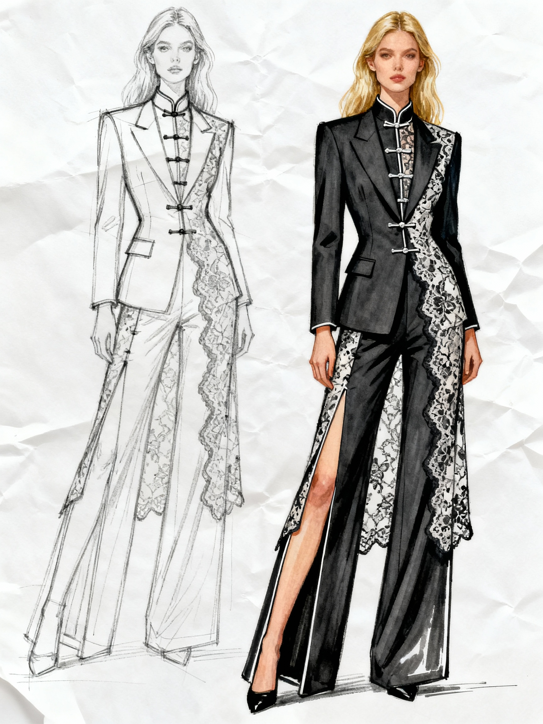 玄纱绣锦西装序